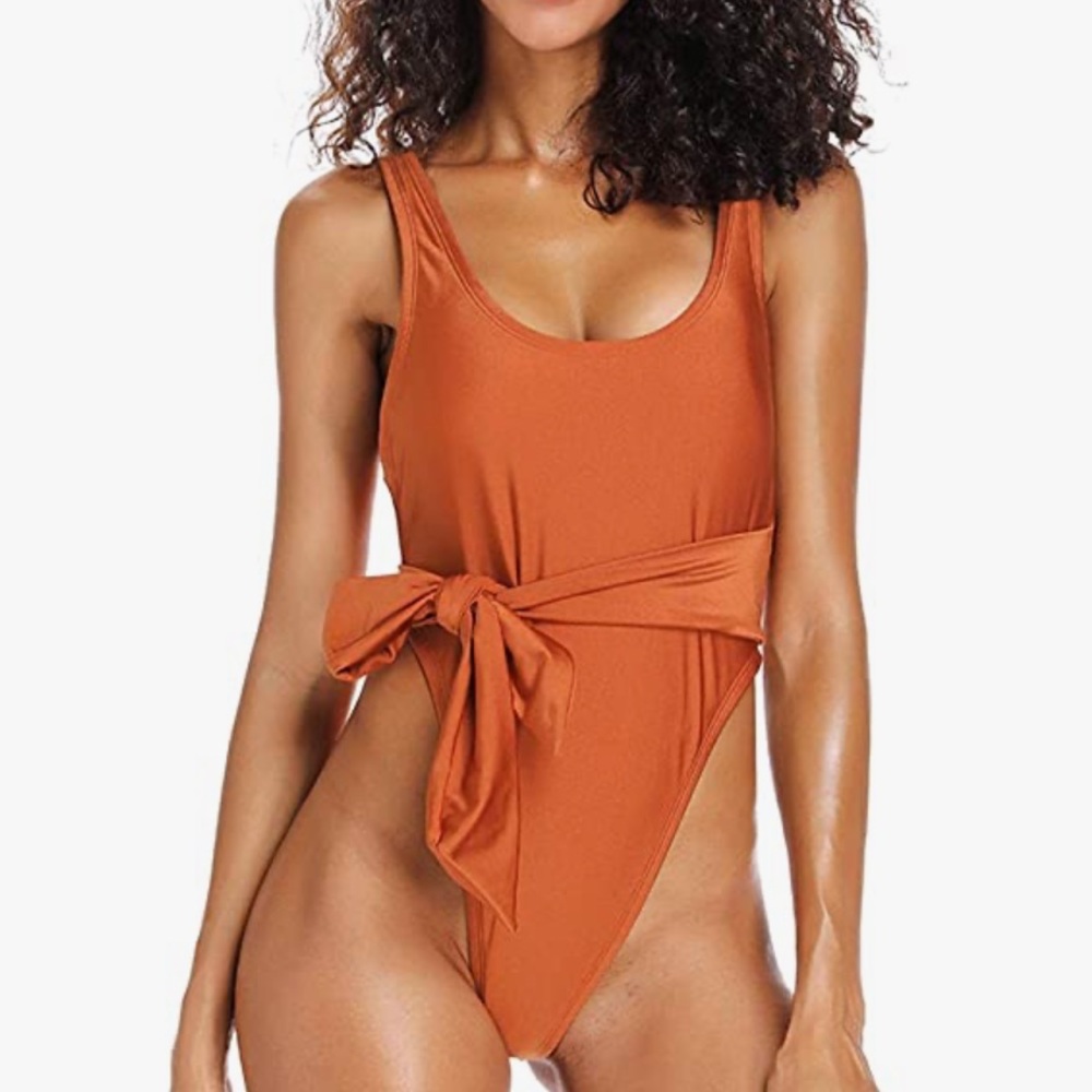 NWT Gorgeous Orange Rust Thong Bathing Suit